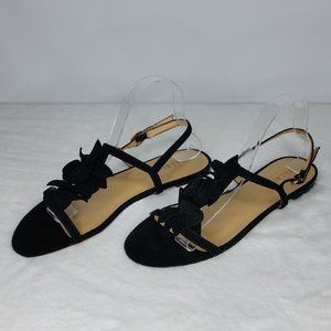 Talbots Keri Floral Black Suede Sandals Sz. 10